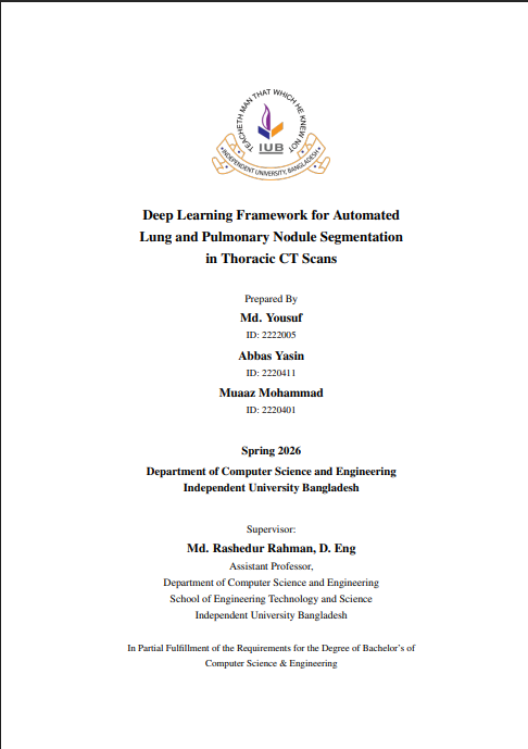 Title page of the undergraduate thesis on lung and pulmonary nodule segmentation